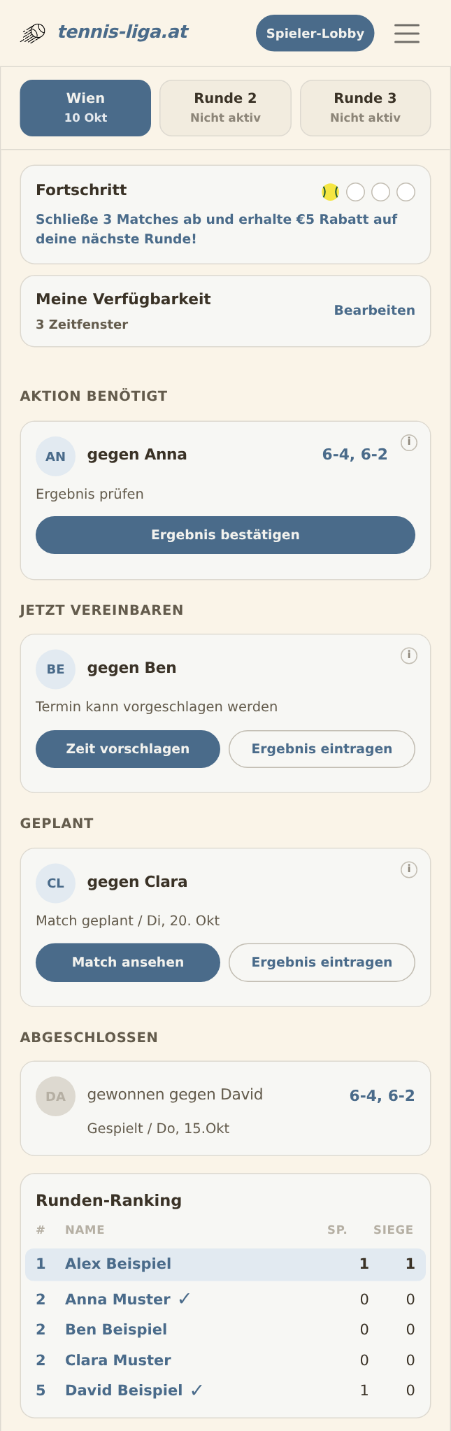 Mobile Lobby von tennis-liga.at